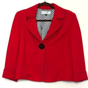 Tahari Blazer - Rich Red with Black & White Chevron Lining